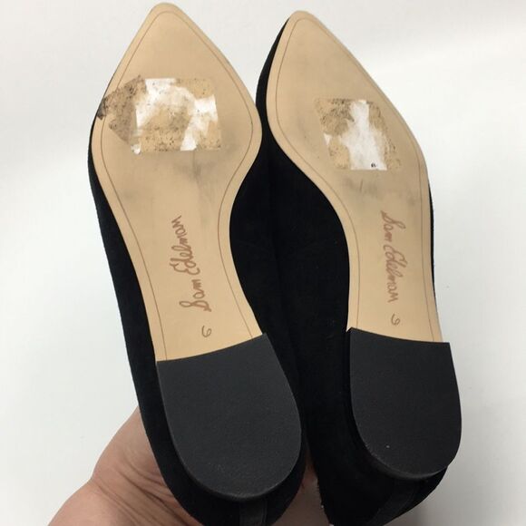 Sam Edelman Rini Black Suede Point Toe Silver Studded Key Hole Ballet Flats Sz 6 - Picture 13 of 16